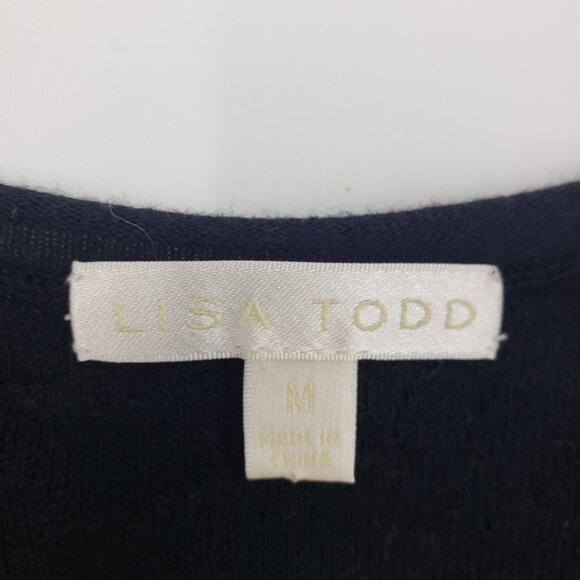 Lisa Todd Hello Weekend Pullover Sweater M Womens Chenille Embroidered Black - Picture 4 of 10